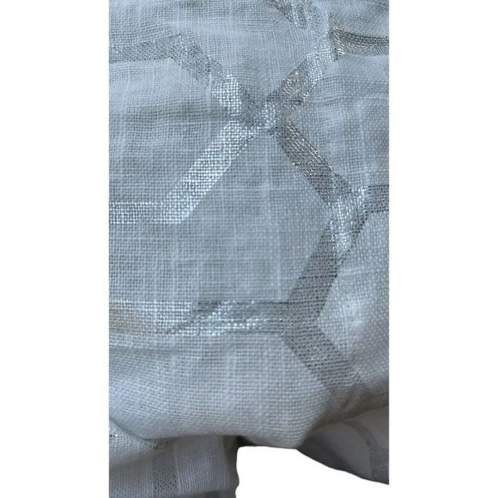 West Elm White Silver Linen Curtain 48” x 84”